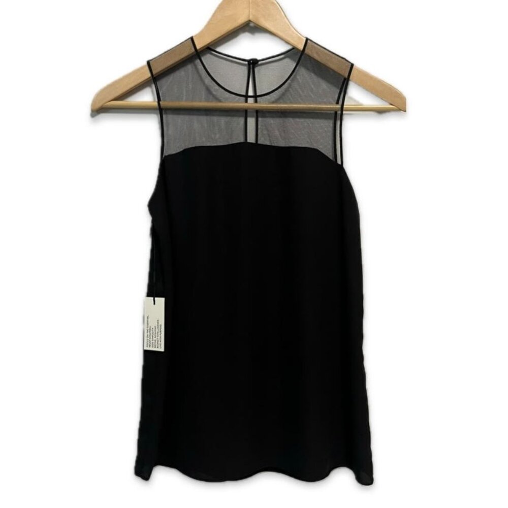 NWT Aritzia Babaton Lionel Black Sleeveless Mesh Blouse